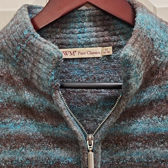 Edinburgh Woolen Mill Green Wool Full Zip Jacket Sz Med